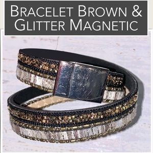 Wrap-Around Bracelet Convertible Necklace Rhinestones & Goldtone Beveled Stones